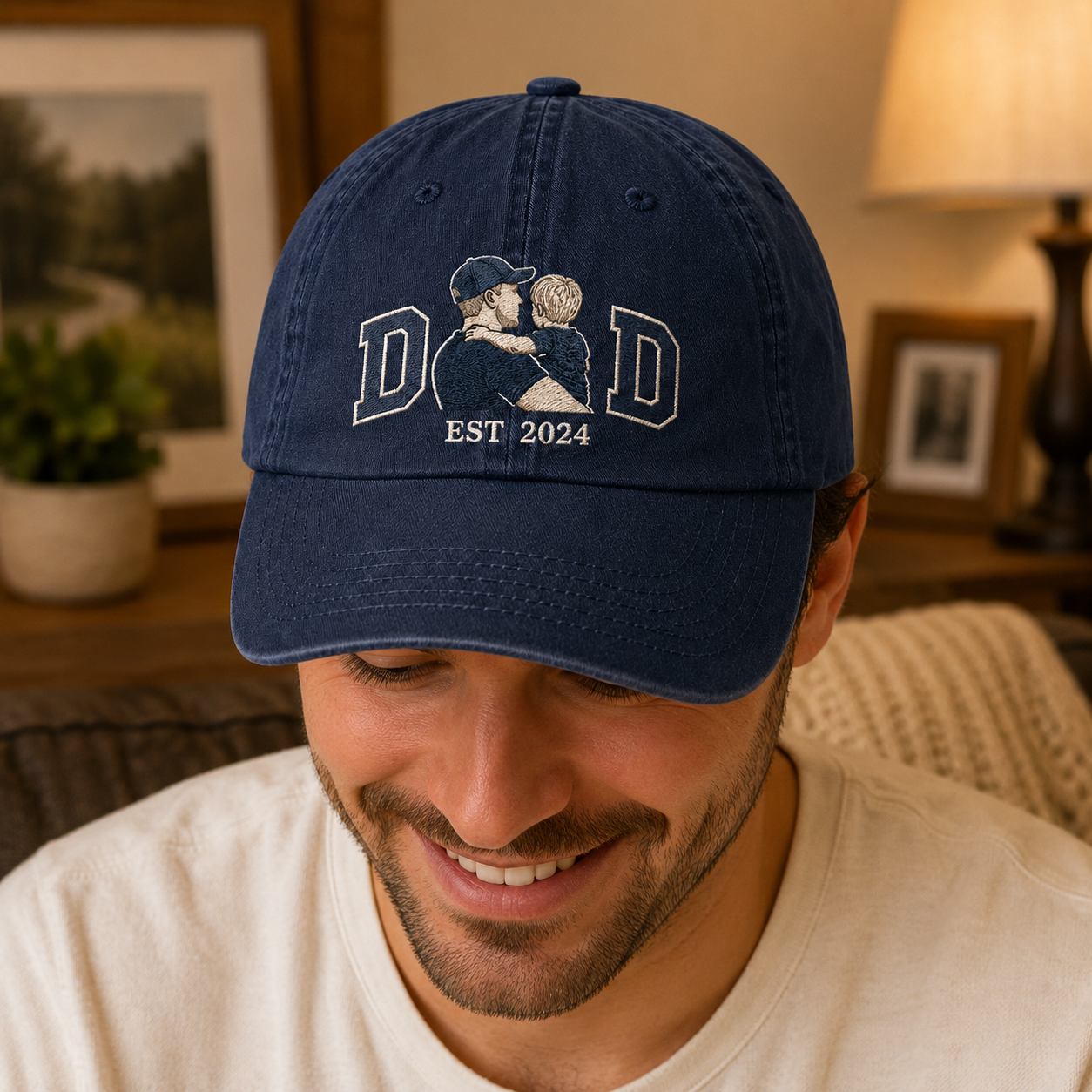 Custom Photo Dad Embroidered Hat, Personalized Cap, Custom Portrait Dad Hat, Father’s Day Gift TOM99
