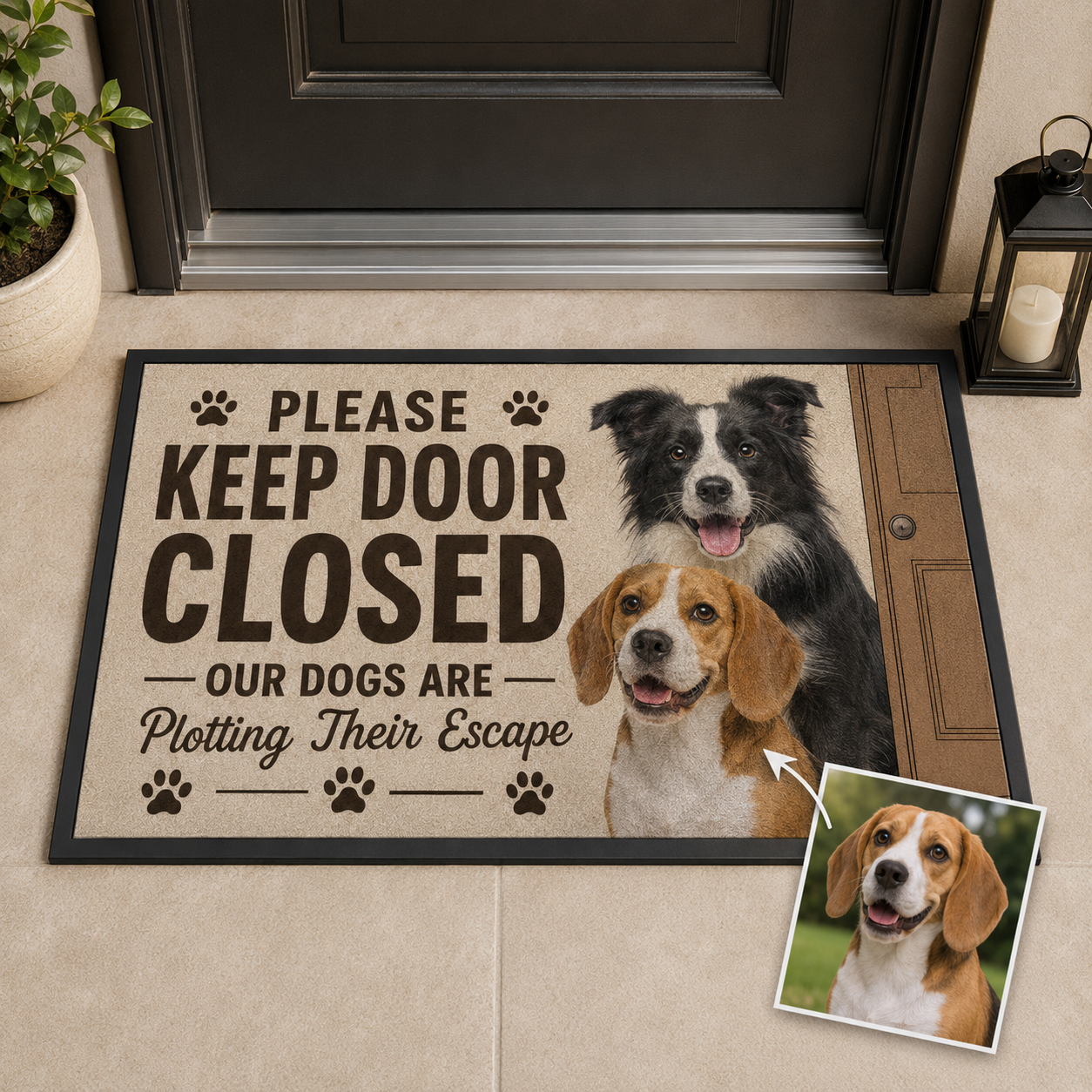 Custom Photo Please Keep Door Closed Dog Doormat | Photo Pet Doormat | Gift For Dog Lovers