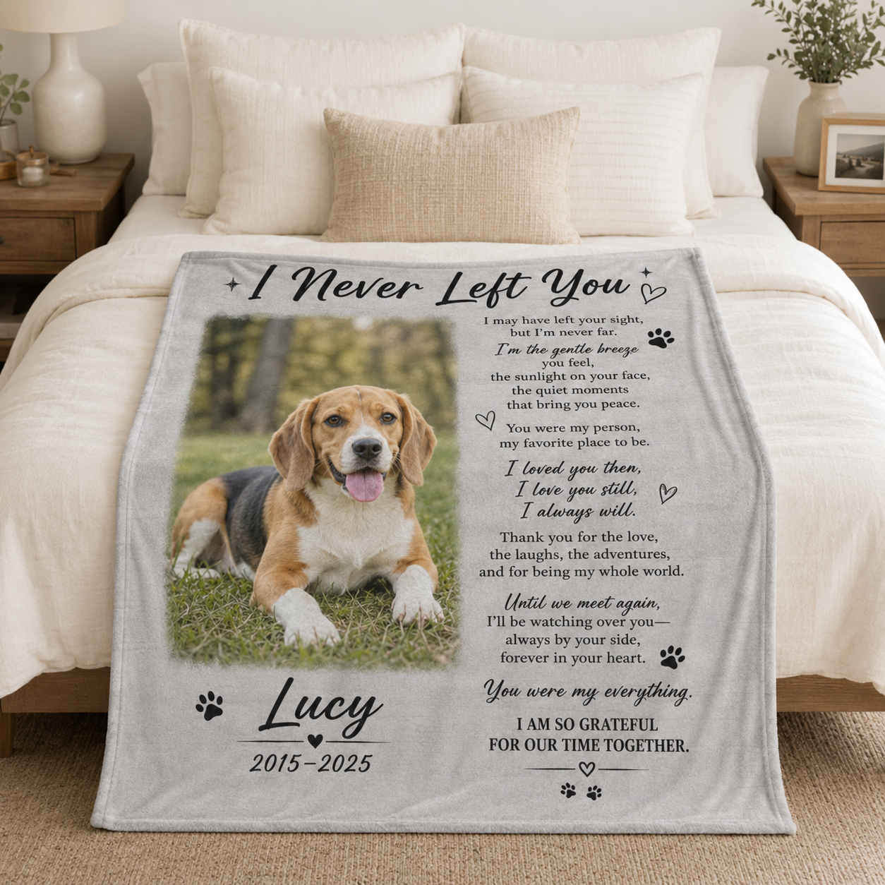 Custom Photo Dog Memorial Blanket | Personalized Dog Lovers Gifts | Gift For Dog Lovers TOM99