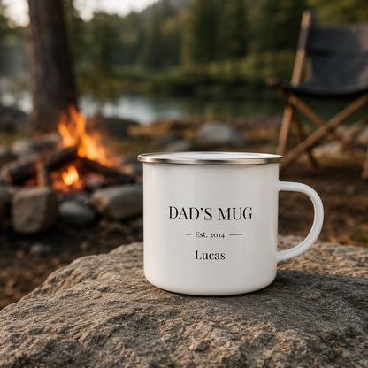 Personalized Dad Camp Mug 12oz, Custom Dad Enamel Cup, Gift For Dad TOM99