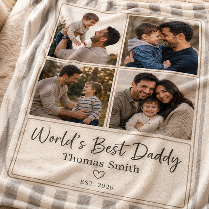 Custom Photo Best Dad Blanket, Personalized Dad Gifts | Gift For Dad TOM99