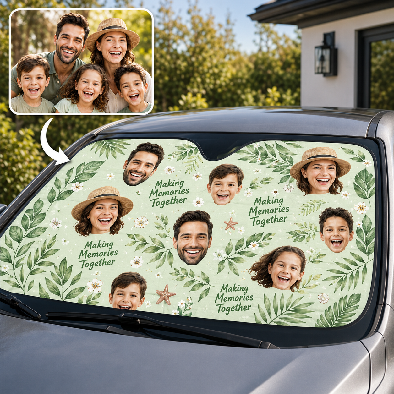 Personalized Dad's Memories Car Windshield Sun Shade, Custom Car Sun Shade for Dad, Gift For Dad TOM99