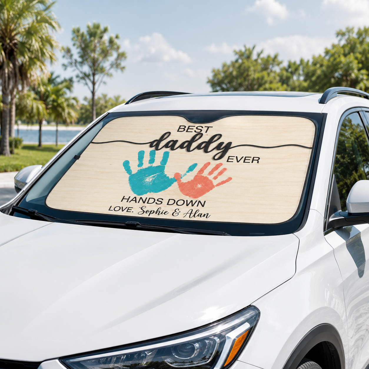 Personalized Best Daddy Car Windshield Sun Shade, Custom Car Sun Shade for Dad, Gift For Dad TOM99