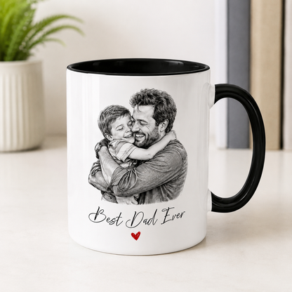 Custom Photo Best Dad Ever Mug, Personalized Mug Mug For Husband Dad Grandfather TOM99