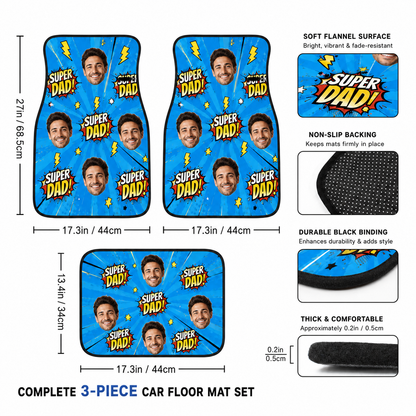 Personalized Super Dad Flannel Car Floor Mats, Custom Dad Floor Mats, Gift For Dad TOM99