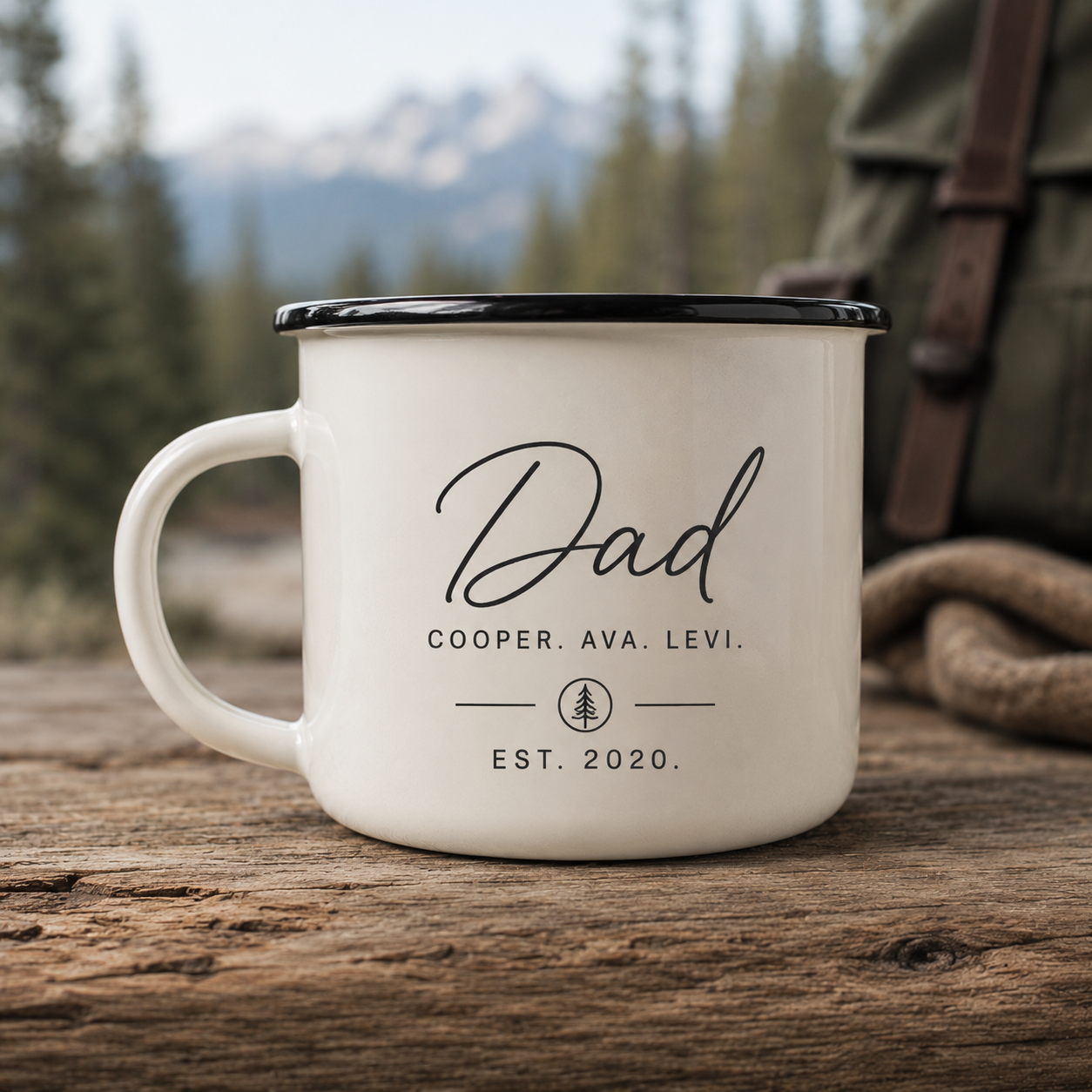 Personalized Dad Camp Mug 12oz, Custom Dad Enamel Cup, Gift For Dad TOM99