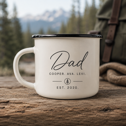 Personalized Dad Camp Mug 12oz, Custom Dad Enamel Cup, Gift For Dad TOM99