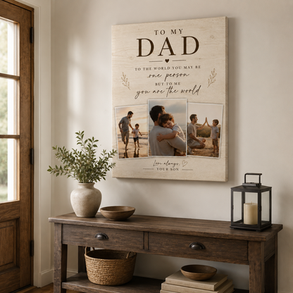 Custom Photo Dad Canvas Wall Art - Custom Gift For Dad TOM99