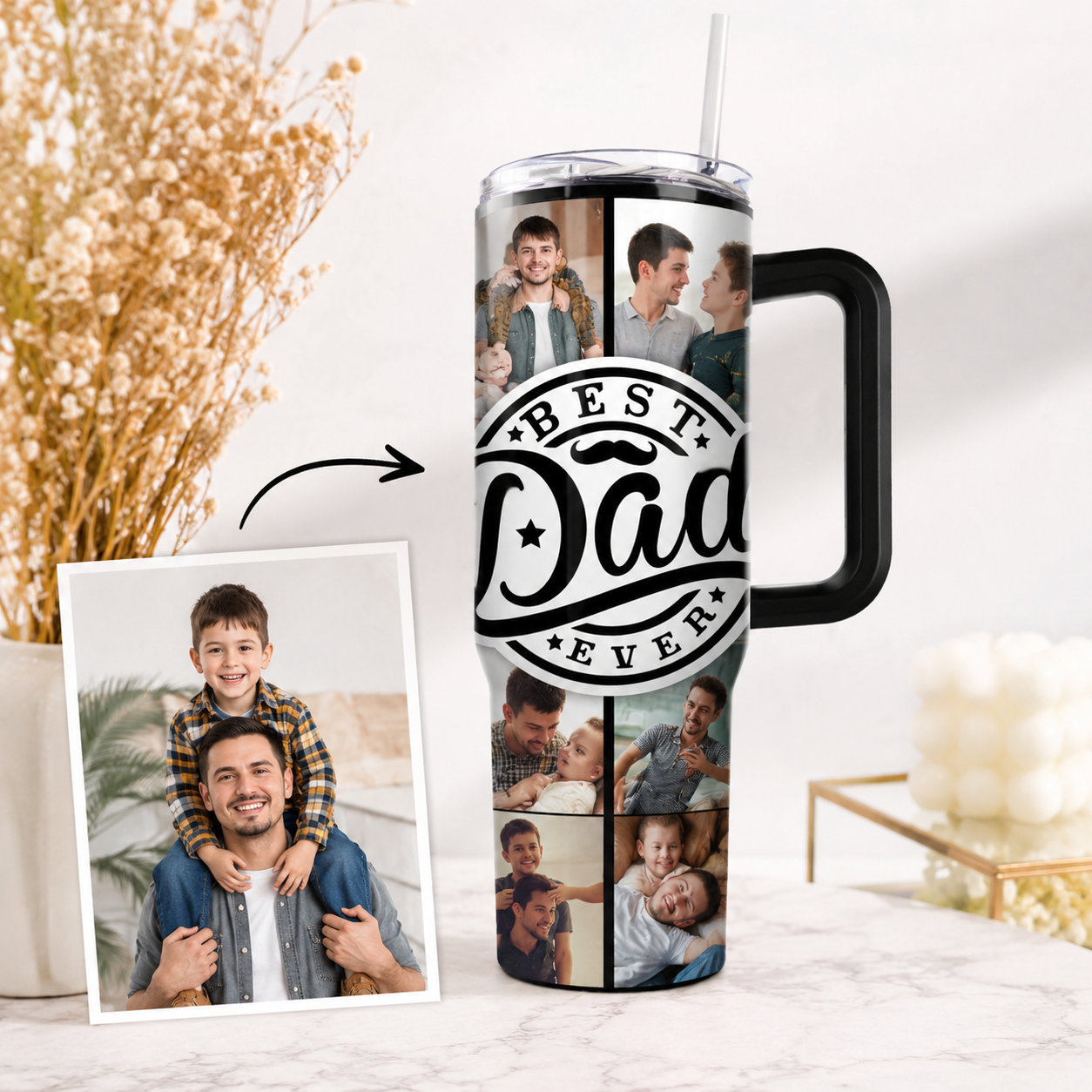 Custom Best Dad Ever 40oz Tumbler, Personalized Dad Tumbler, Father’s Day Gift TOM99