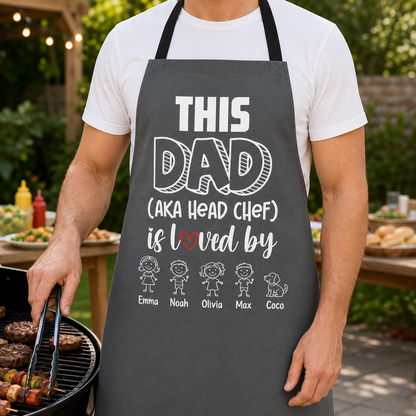 Personalized Dad Chef Apron, Custom Apron For Dad, Gifts For Dad - TOM99
