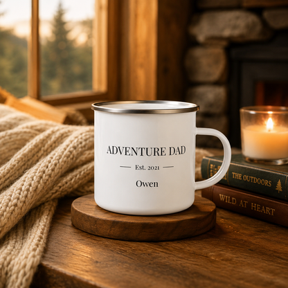 Personalized Dad Camp Mug 12oz, Custom Dad Enamel Cup, Gift For Dad TOM99
