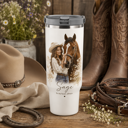 Custom Photo Girl Horse 30oz Tumbler | Gift For Horse Lovers | Pet Lover Gifts TOM99