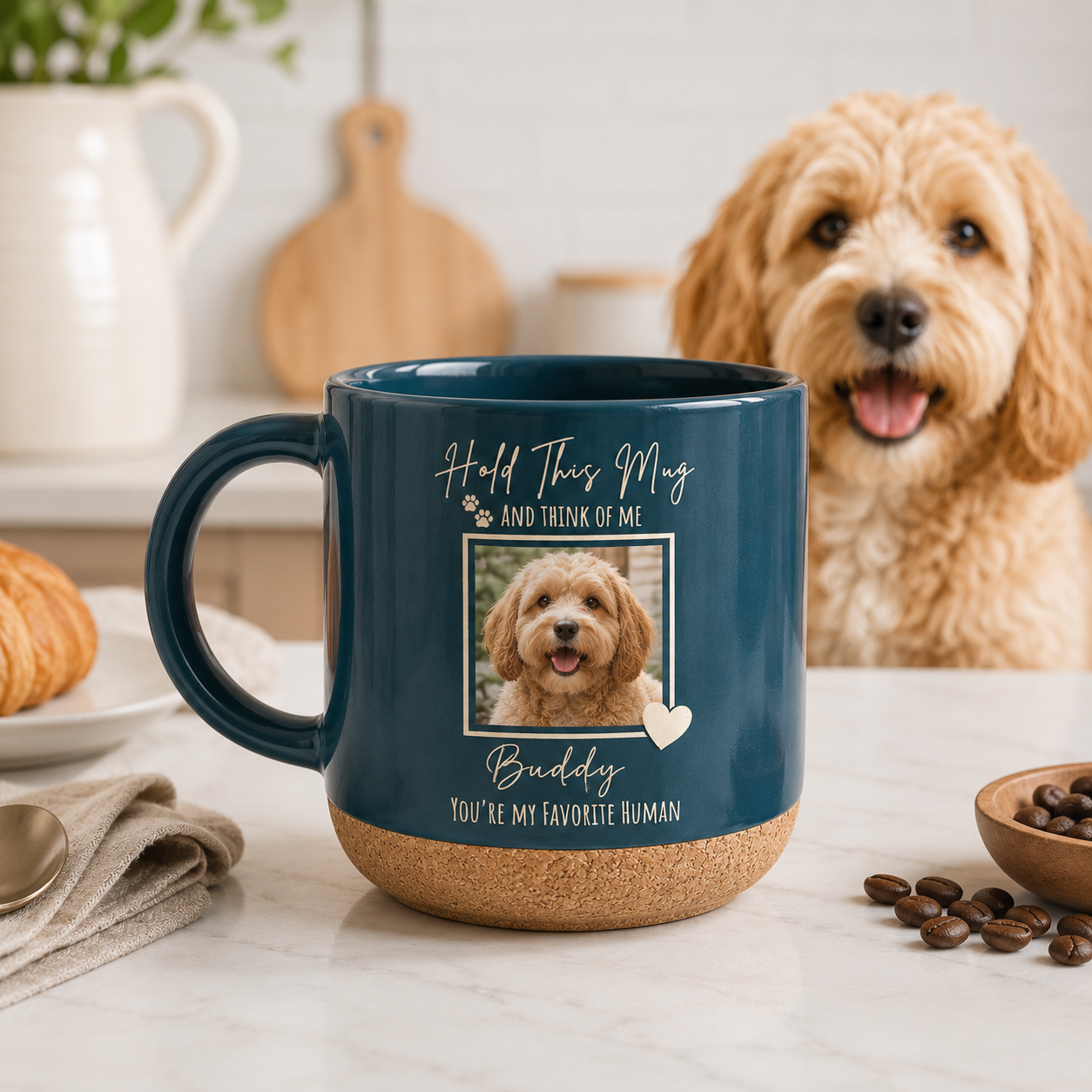 Custom Photo Dog 12oz Cork Mug | Gift For Dog Lovers | Pet Lover Gifts TOM99