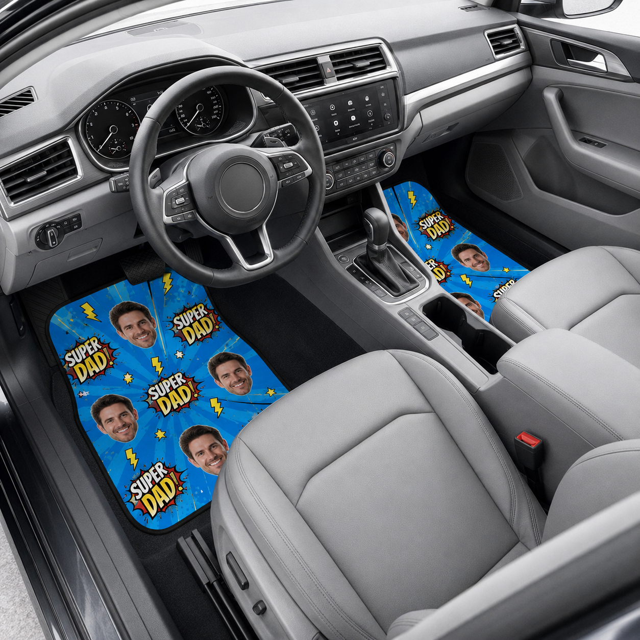 Personalized Super Dad Flannel Car Floor Mats, Custom Dad Floor Mats, Gift For Dad TOM99