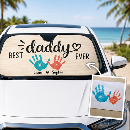 Personalized Best Daddy Car Windshield Sun Shade, Custom Car Sun Shade for Dad, Gift For Dad TOM99
