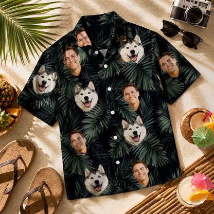 Custom Photo Dog Tropical Shirt, Personalized Hawaiian Shirt, Dog Lover Vacation Gift For Dog