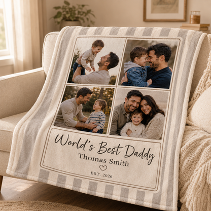 Custom Photo Best Dad Blanket, Personalized Dad Gifts | Gift For Dad TOM99