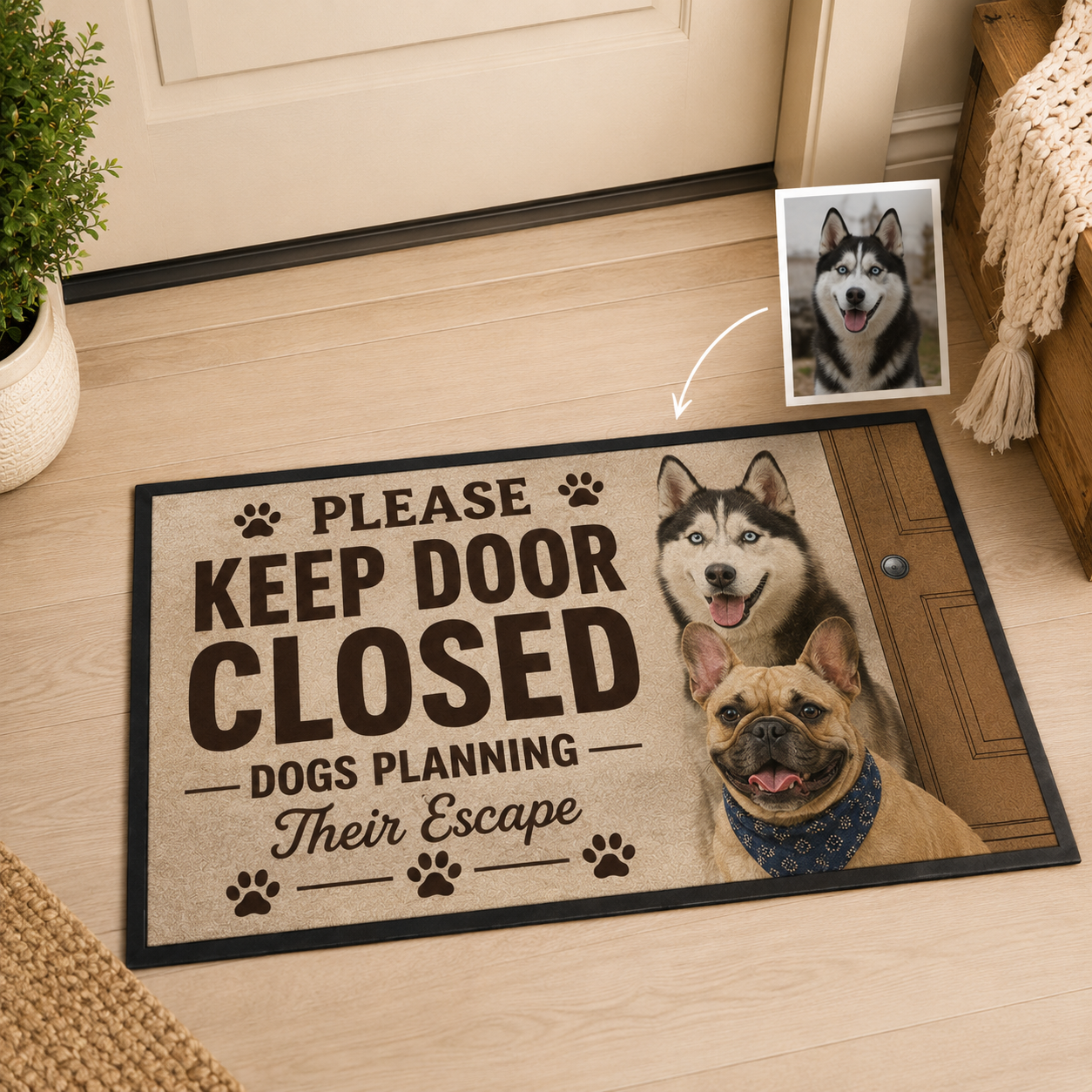 Custom Photo Please Keep Door Closed Dog Doormat | Photo Pet Doormat | Gift For Dog Lovers