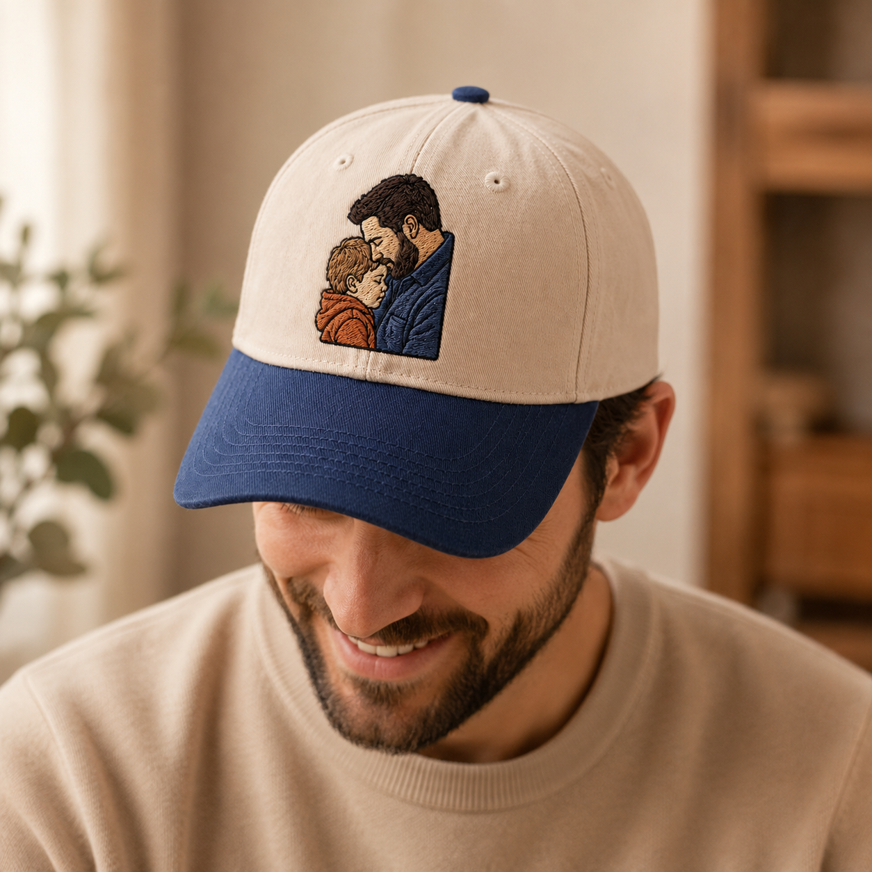 Custom Photo Dad Huge Embroidered Hat, Personalized Cap, Custom Portrait Dad Hat, Father’s Day Gift TOM99