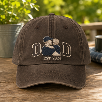 Custom Photo Dad Embroidered Hat, Personalized Cap, Custom Portrait Dad Hat, Father’s Day Gift TOM99
