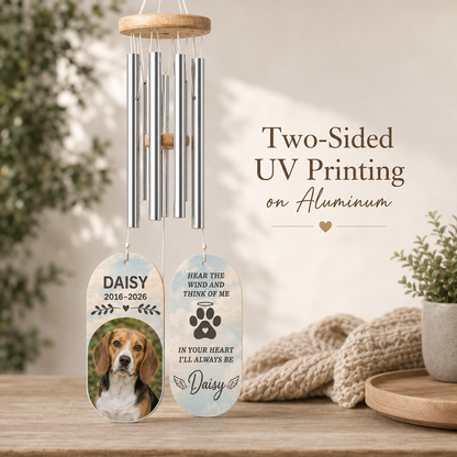 Custom Photo Dog Memory Hear The Wind Chime | Personalized Dog Lovers Gifts | Gift For Dog Lovers TOM99