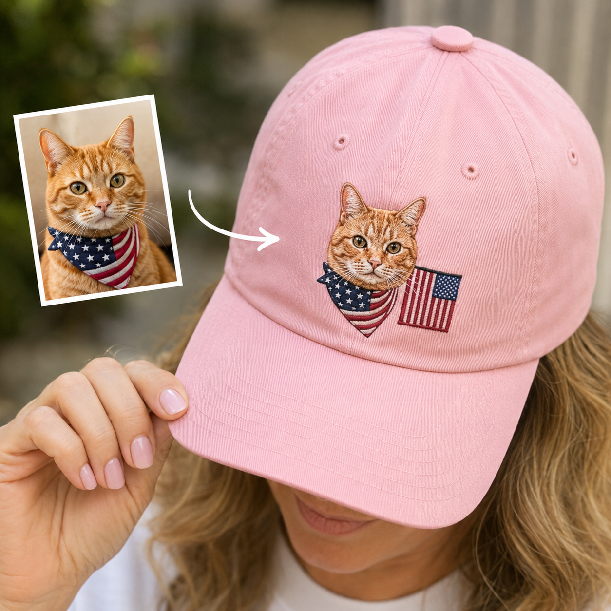 Custom Photo Cat Embroidered Hat, Custom Pet Photo Embroidered Cap, Gift For Cat Lovers Pa99