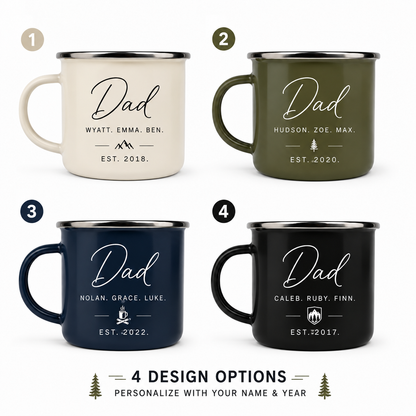 Personalized Dad Camp Mug 12oz, Custom Dad Enamel Cup, Gift For Dad TOM99