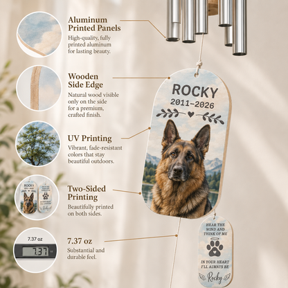 Custom Photo Dog Memory Hear The Wind Chime | Personalized Dog Lovers Gifts | Gift For Dog Lovers TOM99