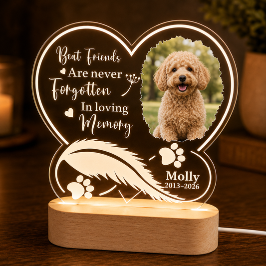Custom Photo Dog In My Heart Memorial Wooden LED Light | Personalized Dog Photo LED Night Light | Pet Loss Sympathy Gift TOM99