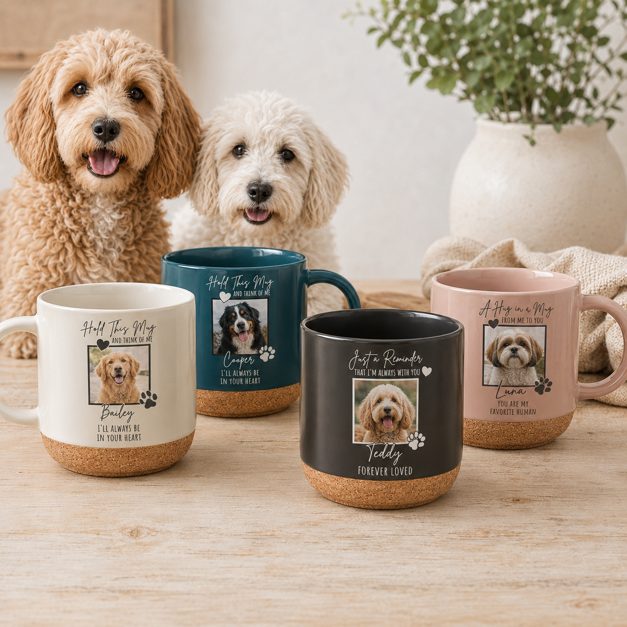 Custom Photo Dog 12oz Cork Mug | Gift For Dog Lovers | Pet Lover Gifts TOM99