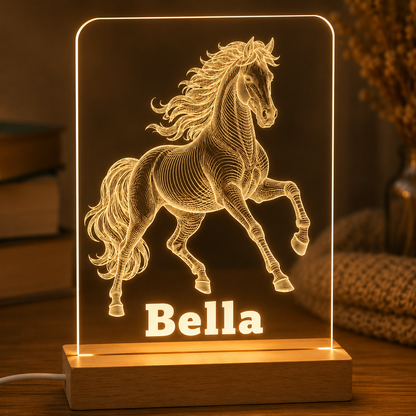 Custom Photo Horse Wooden Led Light | Personalized Horse Photo Wooden Led Light | Gift For Horse Lovers TOM99