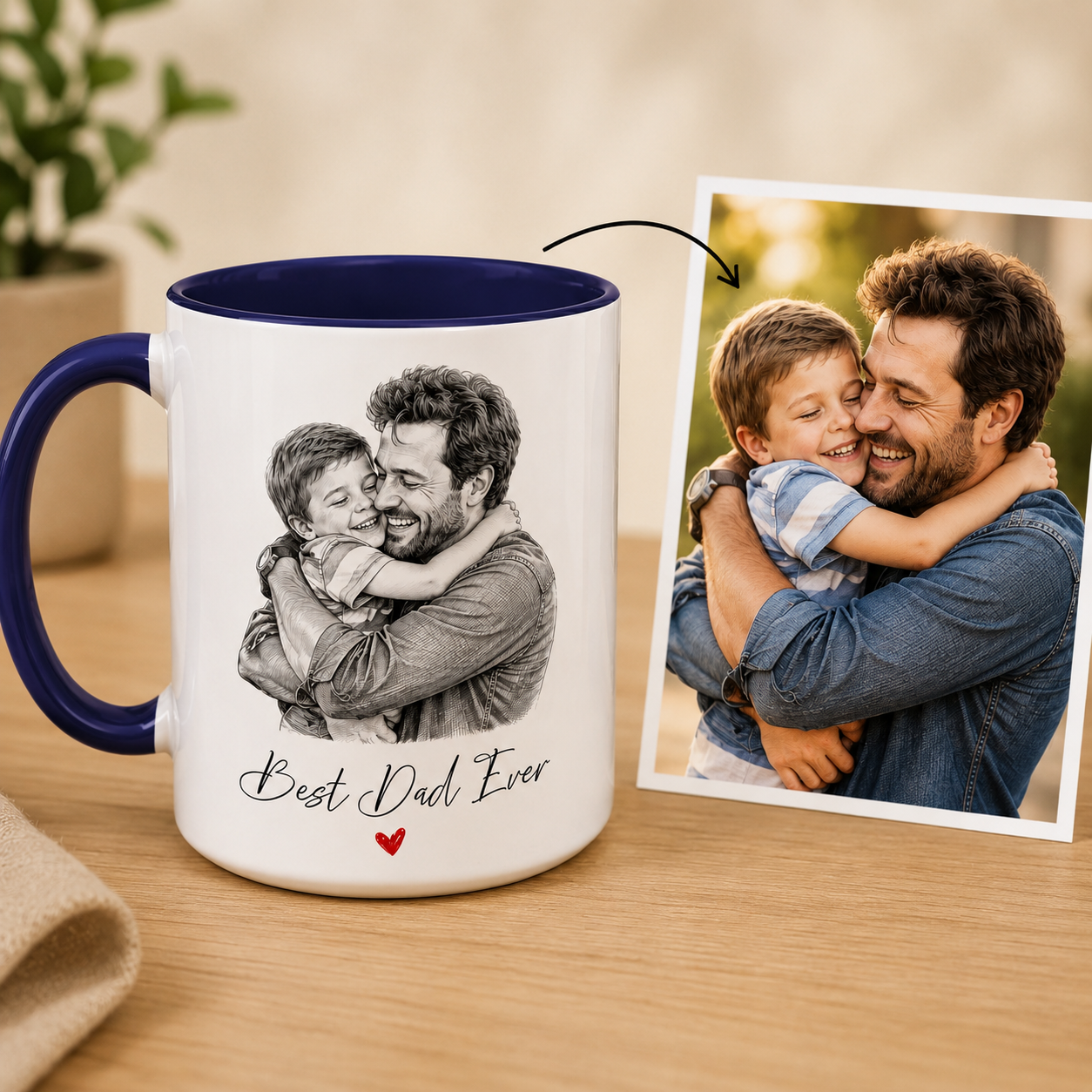 Custom Photo Best Dad Ever Mug, Personalized Mug Mug For Husband Dad Grandfather TOM99