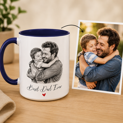 Custom Photo Best Dad Ever Mug, Personalized Mug Mug For Husband Dad Grandfather TOM99