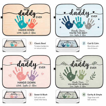 Personalized Best Daddy Car Windshield Sun Shade, Custom Car Sun Shade for Dad, Gift For Dad TOM99