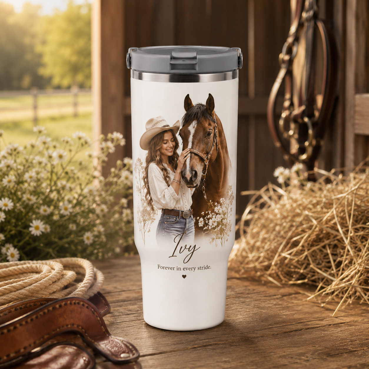 Custom Photo Girl Horse 30oz Tumbler | Gift For Horse Lovers | Pet Lover Gifts TOM99