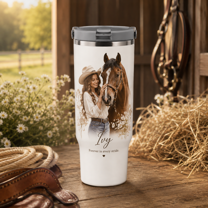 Custom Photo Girl Horse 30oz Tumbler | Gift For Horse Lovers | Pet Lover Gifts TOM99
