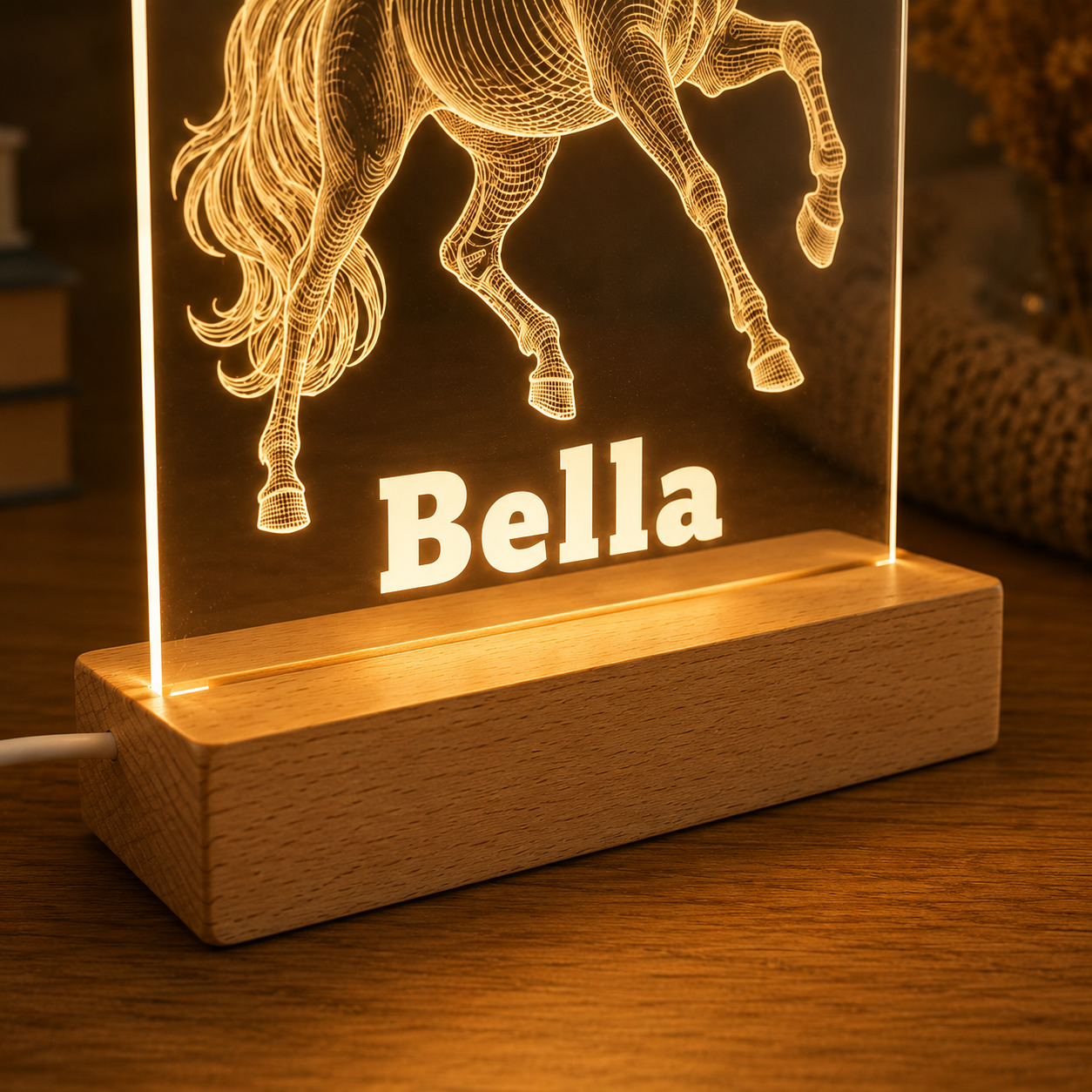 Custom Photo Horse Wooden Led Light | Personalized Horse Photo Wooden Led Light | Gift For Horse Lovers TOM99
