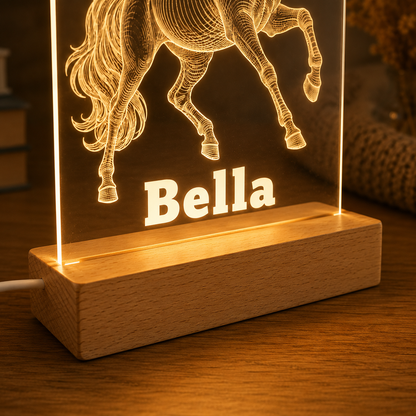 Custom Photo Horse Wooden Led Light | Personalized Horse Photo Wooden Led Light | Gift For Horse Lovers TOM99