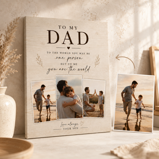 Custom Photo Dad Canvas Wall Art - Custom Gift For Dad TOM99
