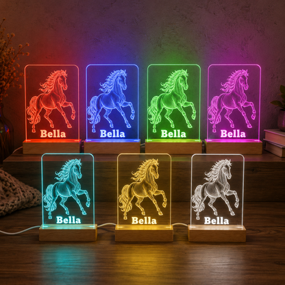 Custom Photo Horse Wooden Led Light | Personalized Horse Photo Wooden Led Light | Gift For Horse Lovers TOM99