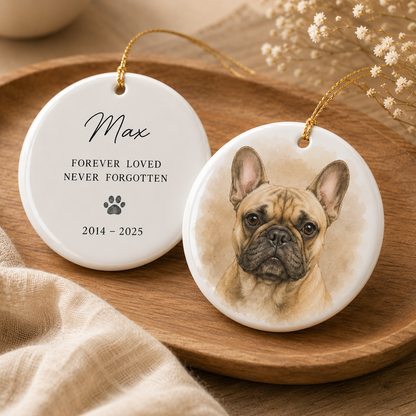 Custom Photo Dog Never Forgotten Memorial Ceramic Ornament | Personalized Dog Lovers Gifts | Gift For Dog Lovers TOM99