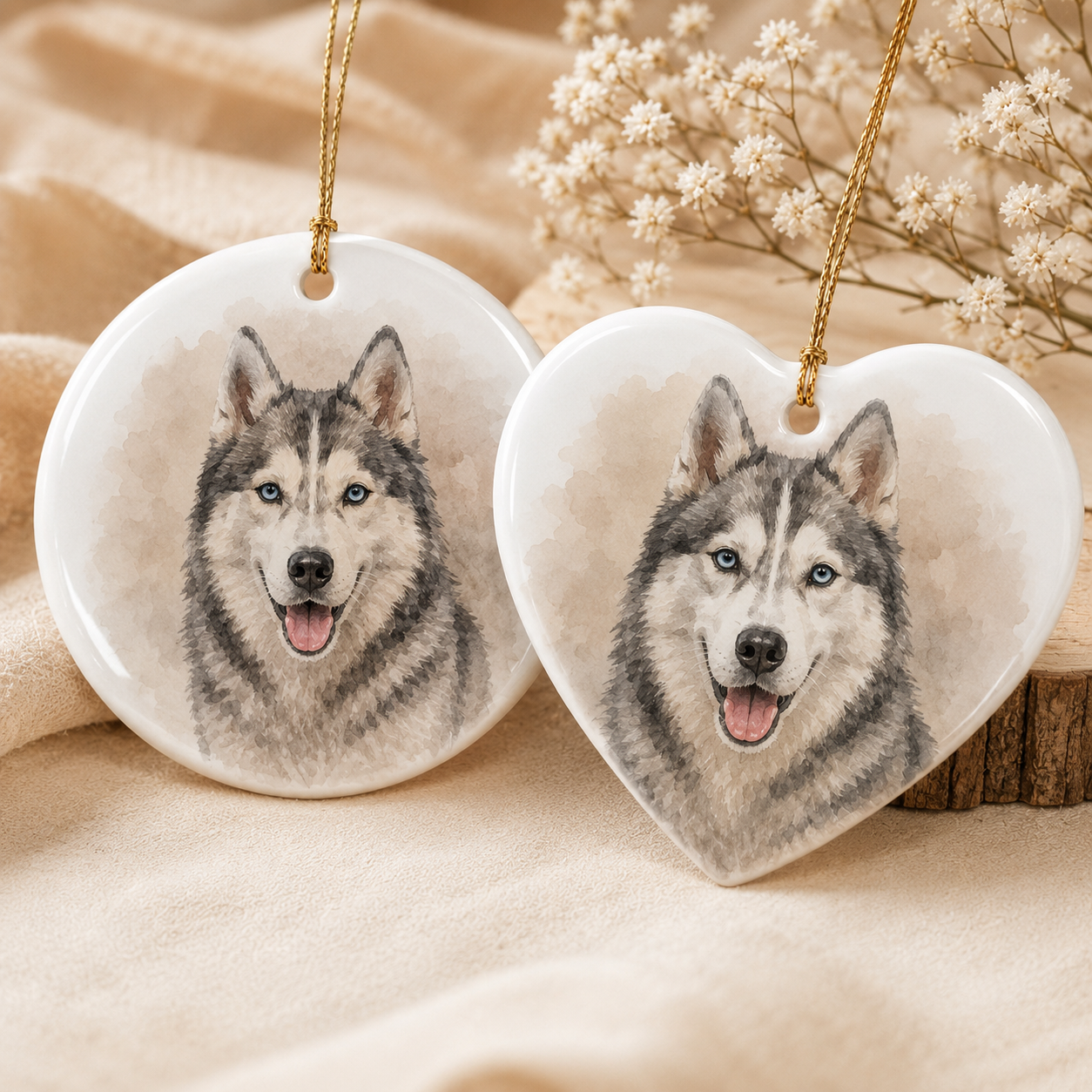 Custom Photo Dog Never Forgotten Memorial Ceramic Ornament | Personalized Dog Lovers Gifts | Gift For Dog Lovers TOM99