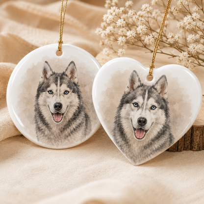 Custom Photo Dog Never Forgotten Memorial Ceramic Ornament | Personalized Dog Lovers Gifts | Gift For Dog Lovers TOM99