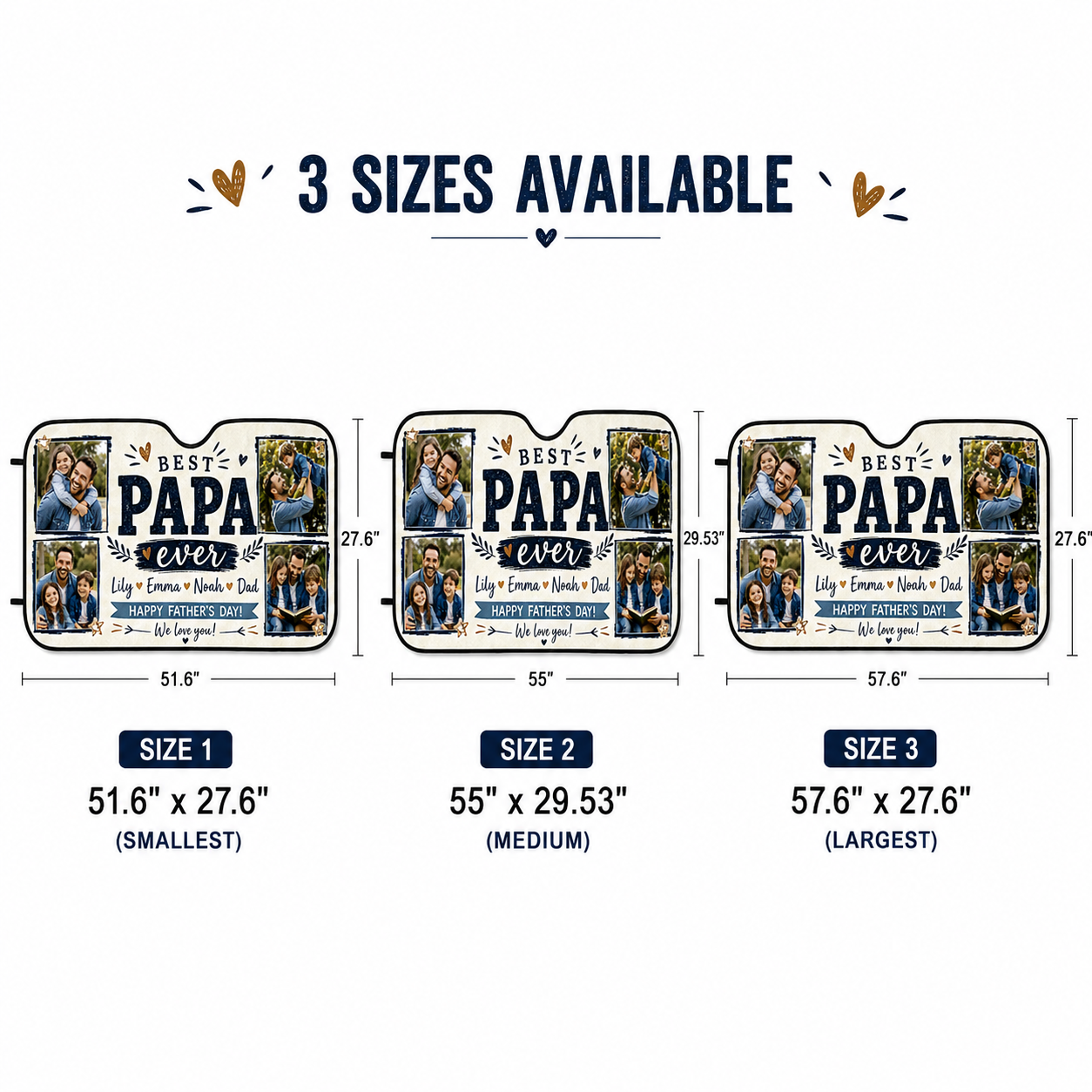 Personalized Best Dad Car Windshield Sun Shade, Custom Car Sun Shade for Dad, Gift For Dad TOM99