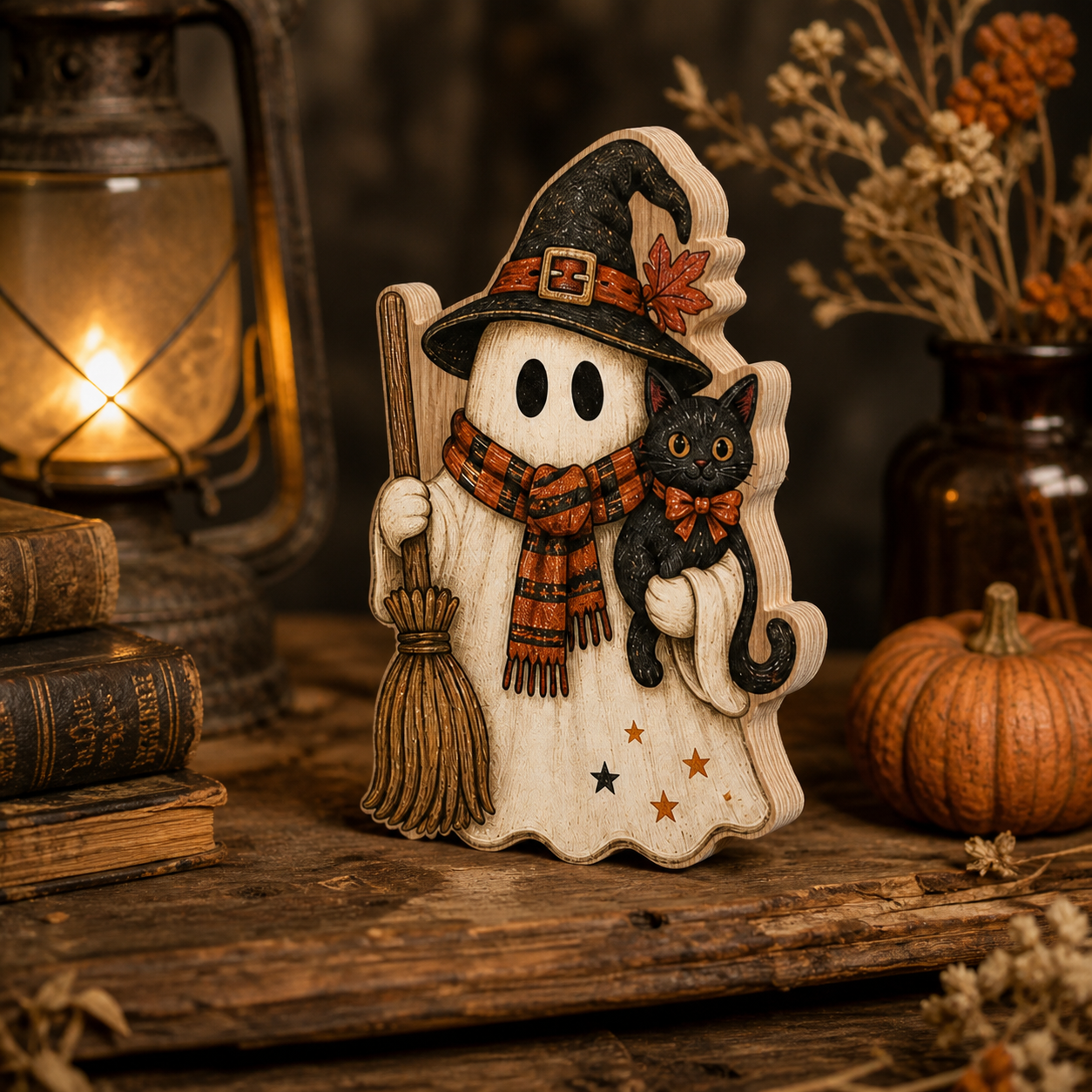 Personalized Boo Wooden Block Halloween 2D Flat, Spooky Wood Sign, Custom Gift For Family  THUC99
