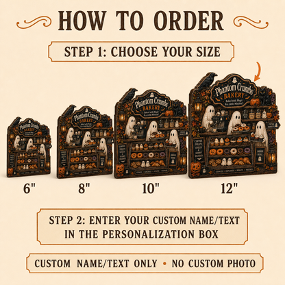 Personalized Bakery Halloween Wood Block 2D Flat, Custom Wood Sign, Spooky Home Decor Gift THUC99