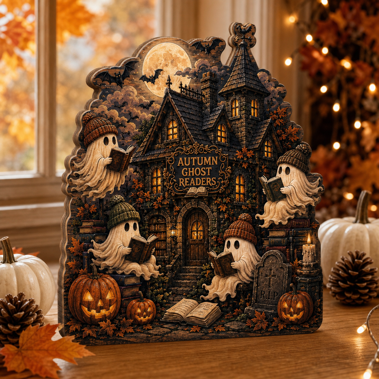 Personalized Boo Family Reading Halloween Wood Block 2D Flat, Custom Wood Sign, Spooky Home Decor Gift THUC99 (Copy)