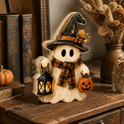 Personalized Wooden Block Halloween 2D Flat, Custom Family Wood Sign, Spooky Shelf Decor  THUC99