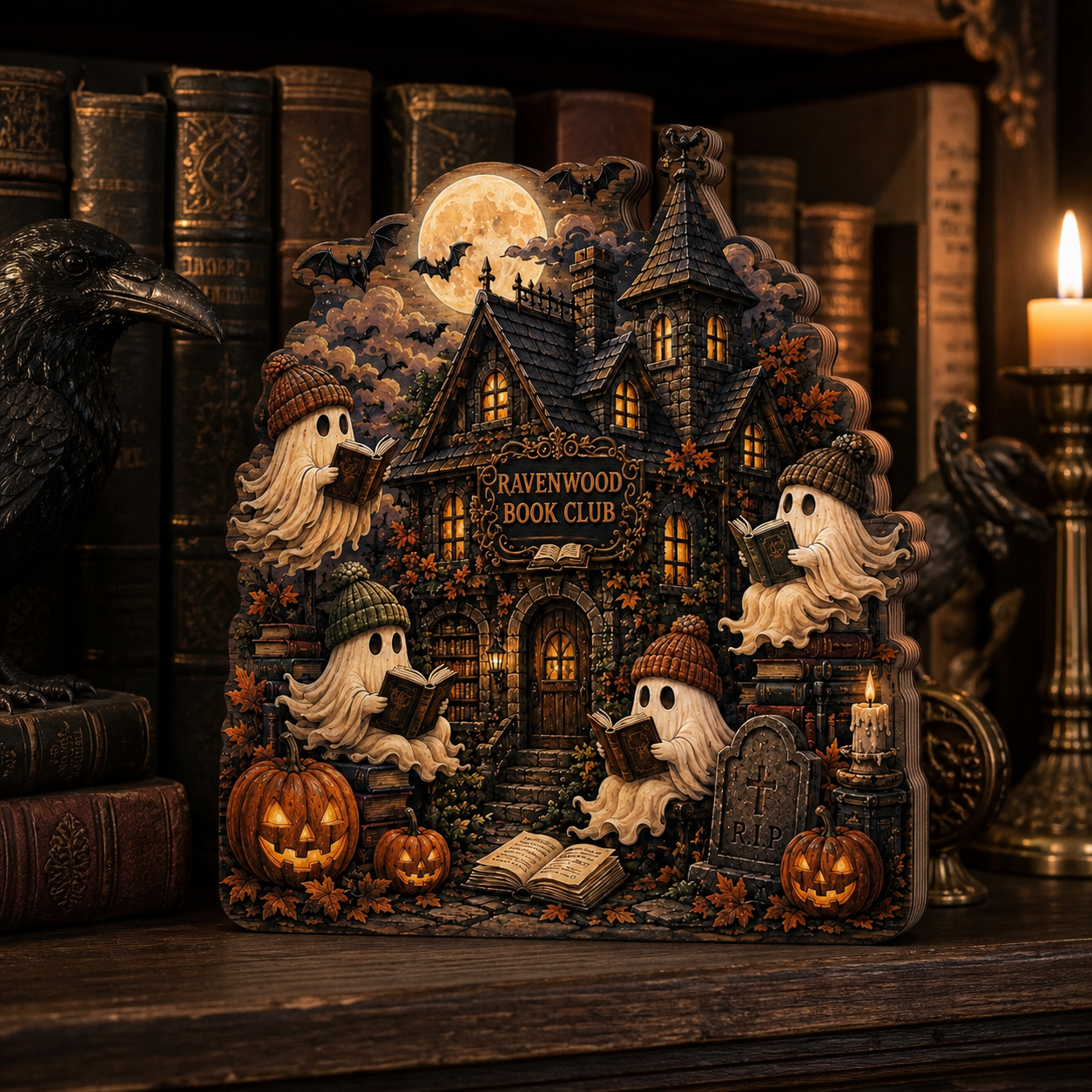 Personalized Boo Family Reading Halloween Wood Block 2D Flat, Custom Wood Sign, Spooky Home Decor Gift THUC99 (Copy)