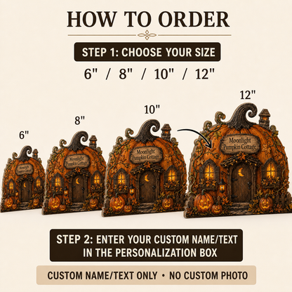 Personalized Pumpkin House Halloween Wood Block 2D Flat, Custom Haunted Sign, Mantel Shelf Decor THUC99
